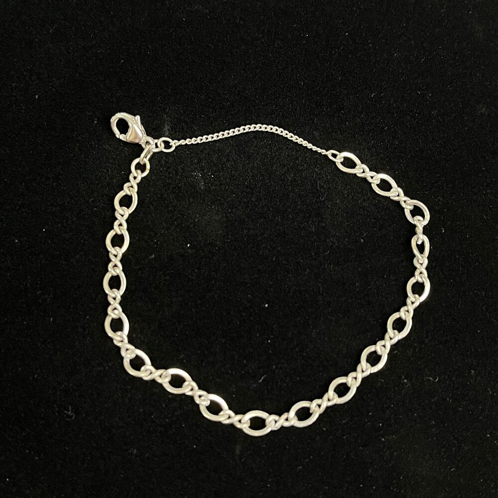Vintage James Avery Sterling Silver Figaro Charm Bracelet Safety Chain 7.25"